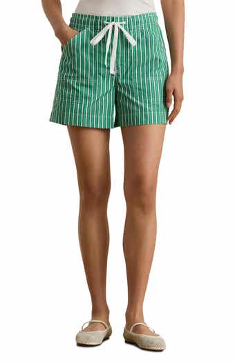 Lauren Ralph Lauren Stripe Cotton Broadcloth Drawstring Shorts