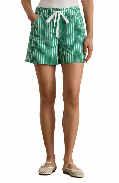 Lauren Ralph Lauren Stripe Cotton Broadcloth Drawstring Shorts