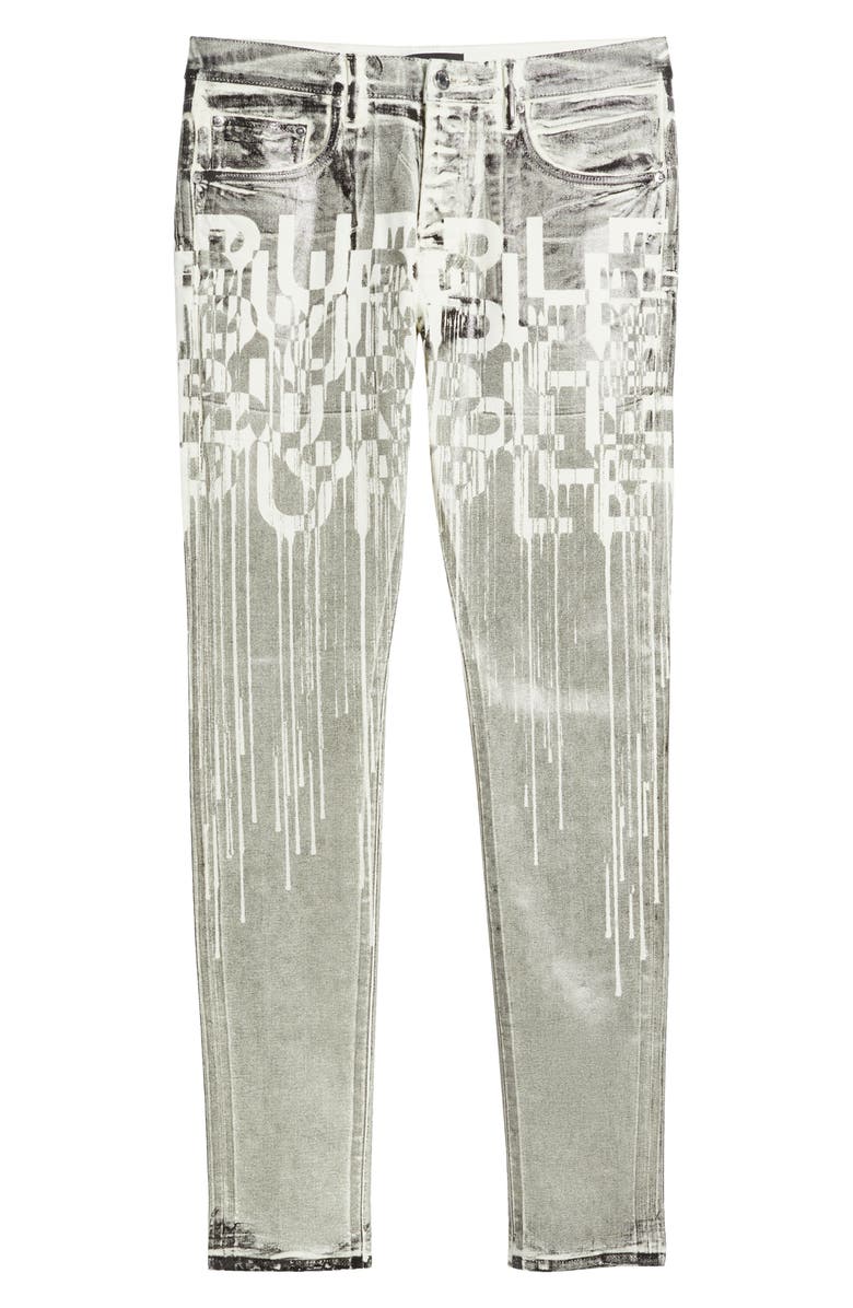 PURPLE BRAND Reverse Black Foil Skinny Jeans, Alternate, color, Off White