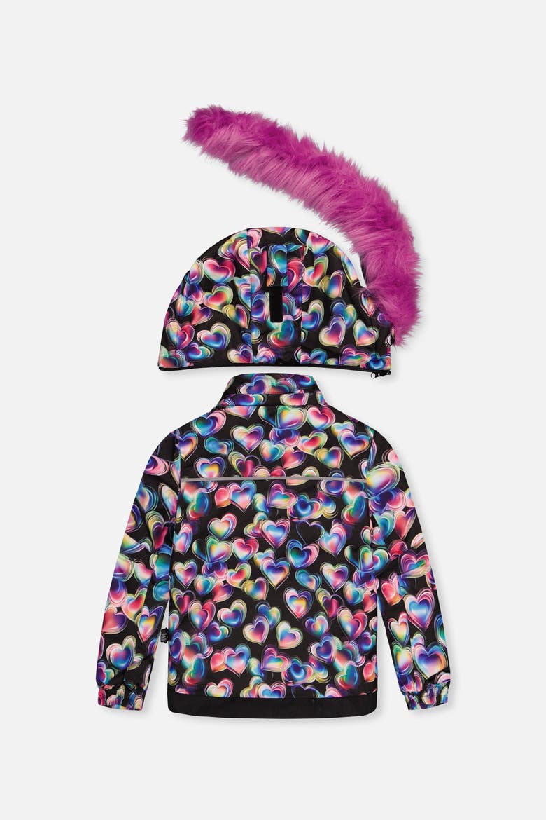 Play Heart Jacket & Reinforced Pants Two Piece Snowsuit, Alternate, color, Black Printed with Hearts
