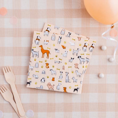 Daydream Society Bow Wow Puppy Pawty Large Napkins In Assorted Pre-pack