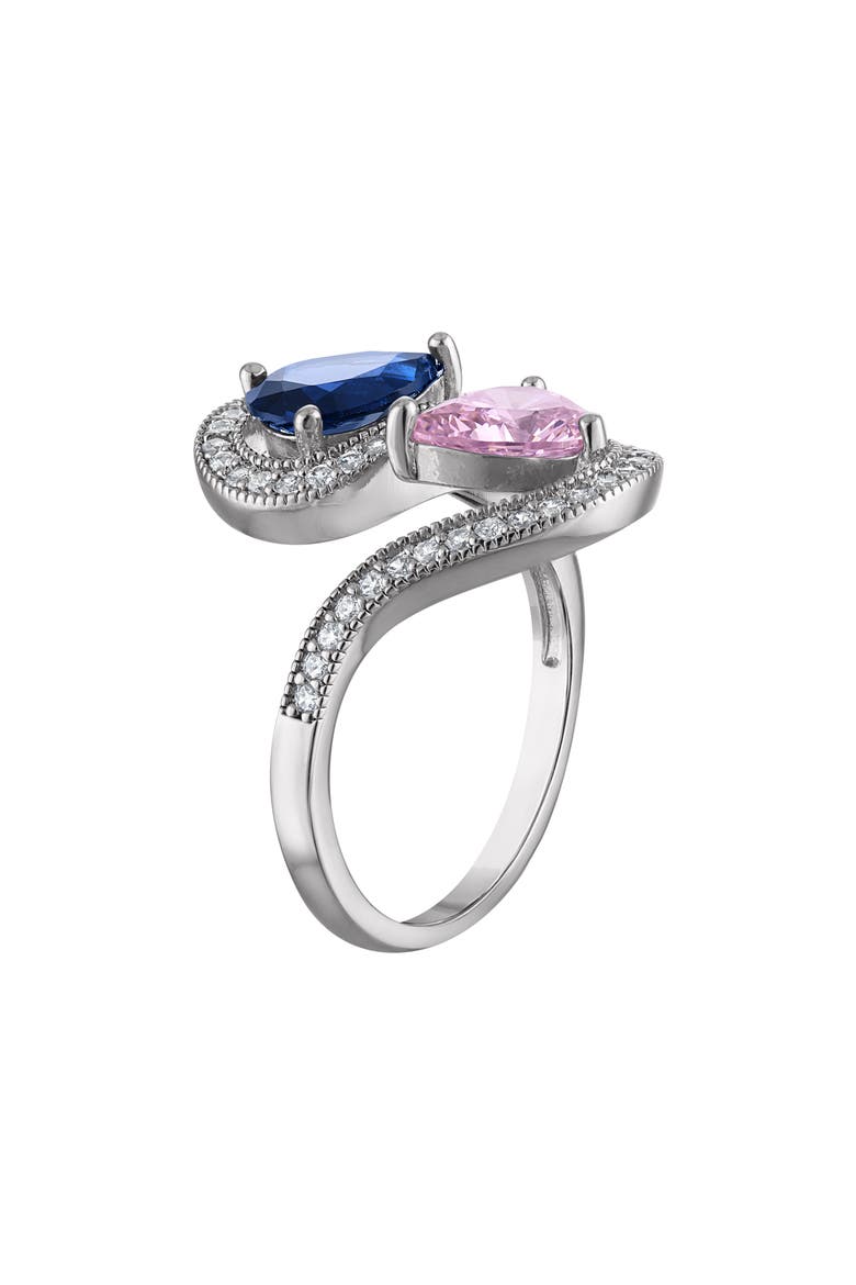 Lab Created Sapphire and Pink Topaz Bypass Ring, Alternate, color, PINK BLUE