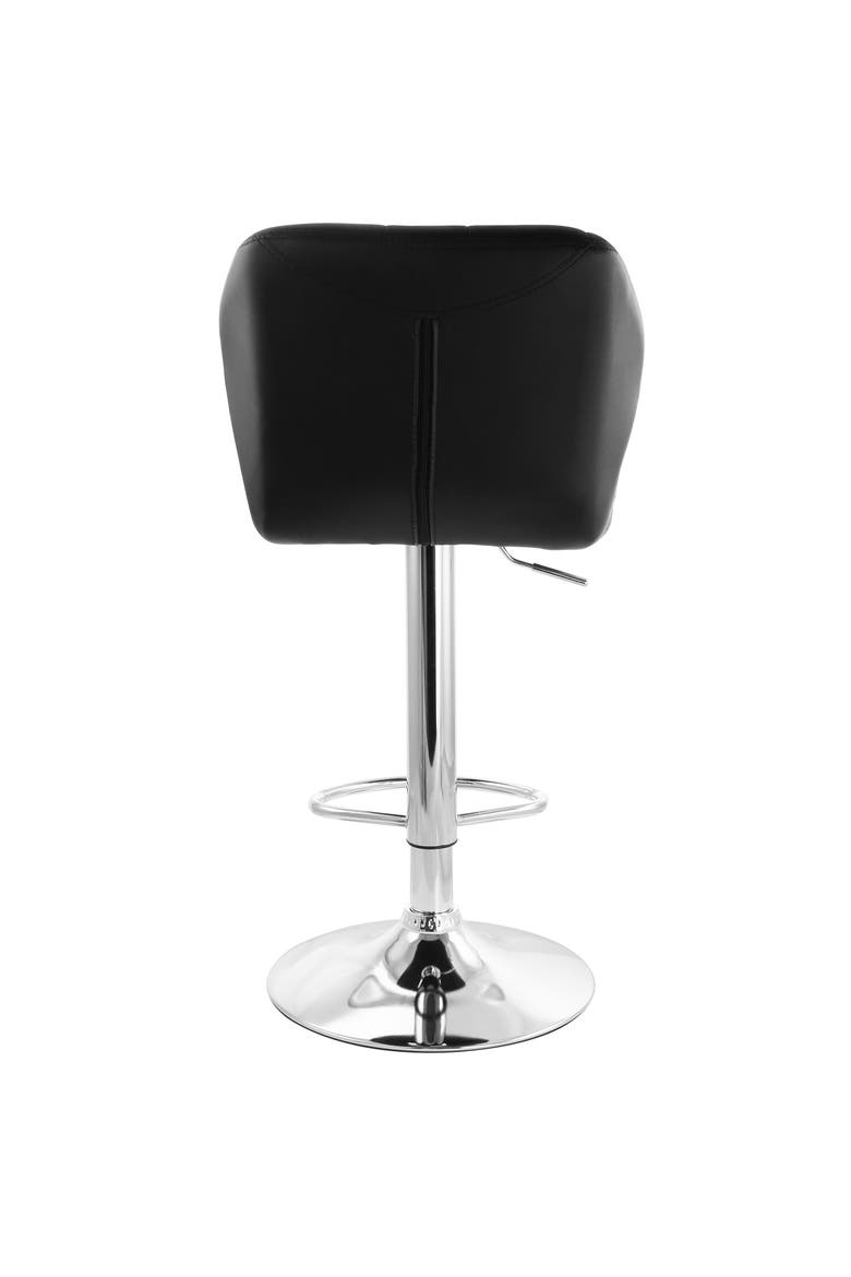 2 Piece Adjustable Striped Faux Leather Tufted Bar Stool, Alternate, color, Black