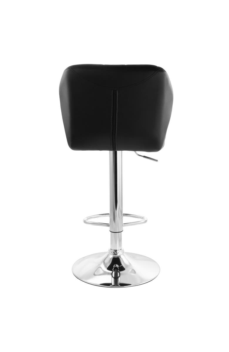 Elama 2 Piece Adjustable Striped Faux Leather Tufted Bar Stool, Alternate, color, Black