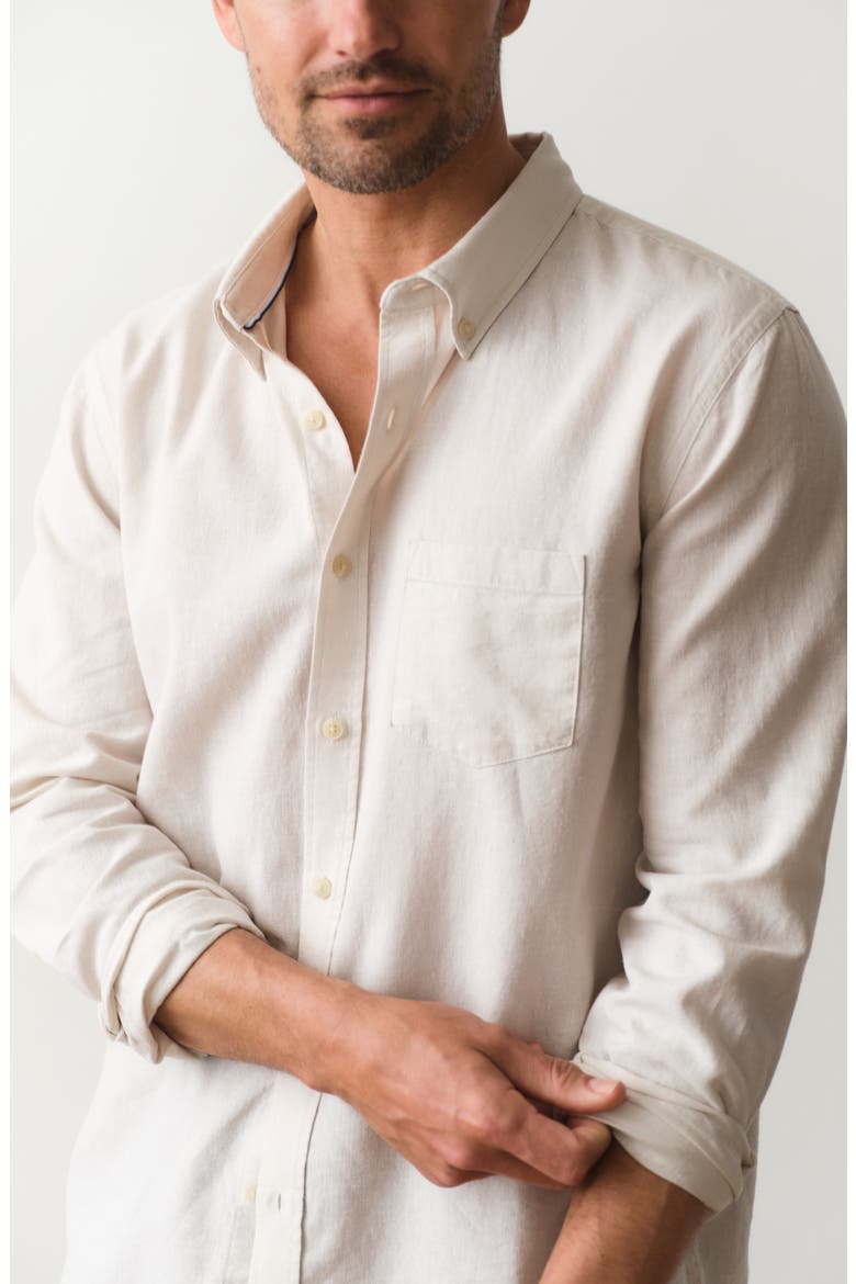 Better-than-Linen Hemp Blend Button-Up Shirt, Alternate, color, FLAX