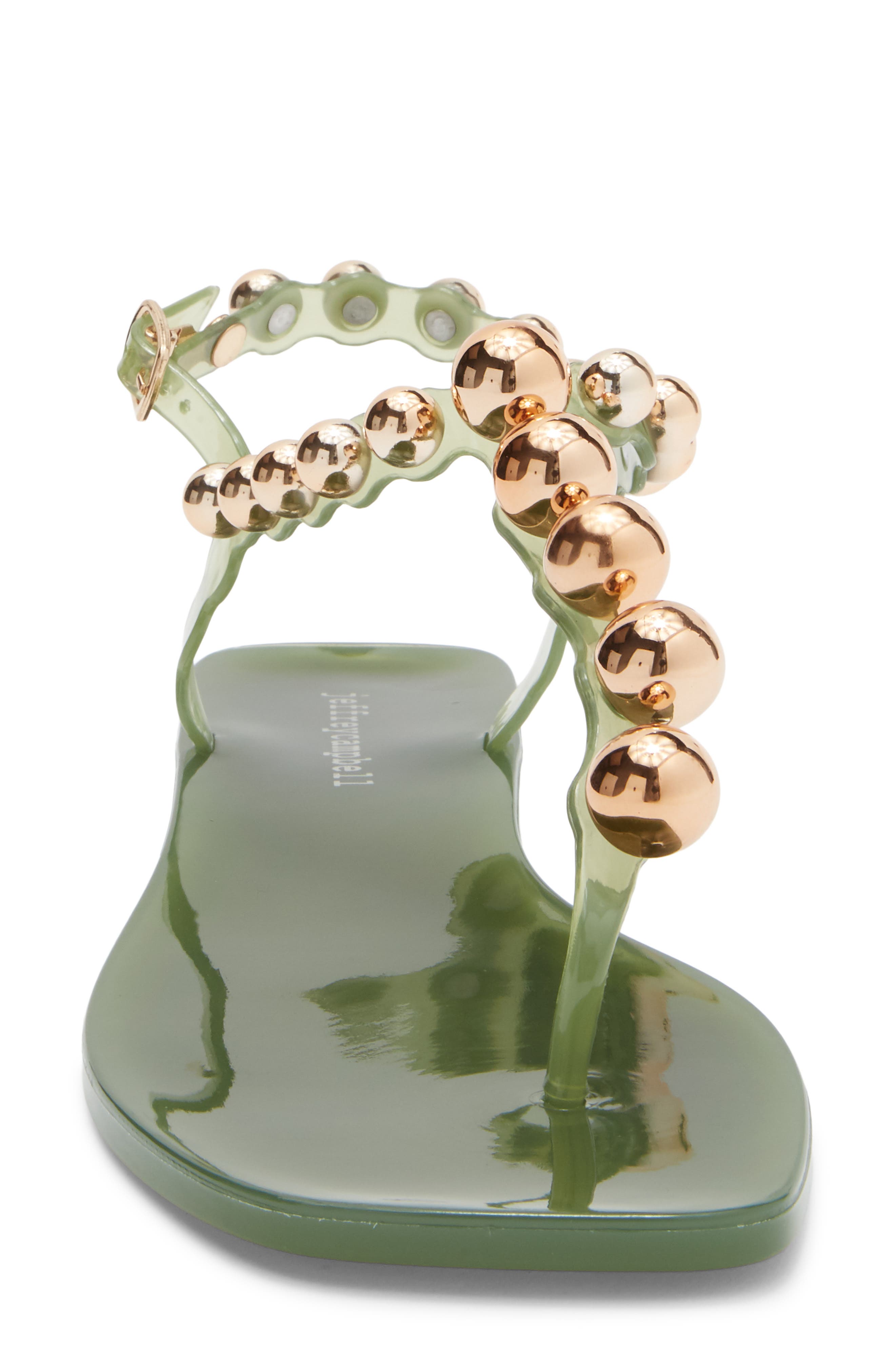 Jeffrey Campbell Plated Embellished Sandal, Alternate, color, Green Gold