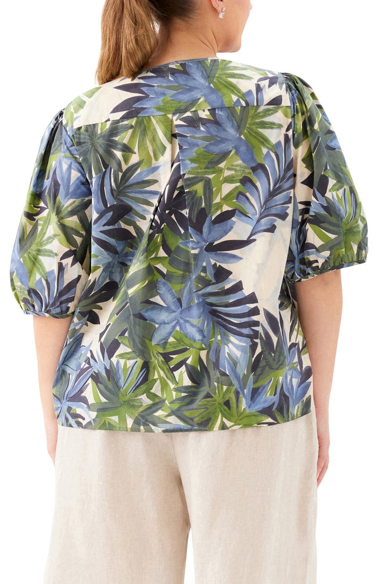 Karen Kane Frond Print Puff Sleeve Button-Up Shirt, Alternate, color, Print