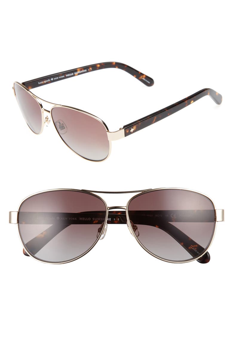 'dalia' 58mm polarized aviator sunglasses, Main, color, GOLD HAVANA