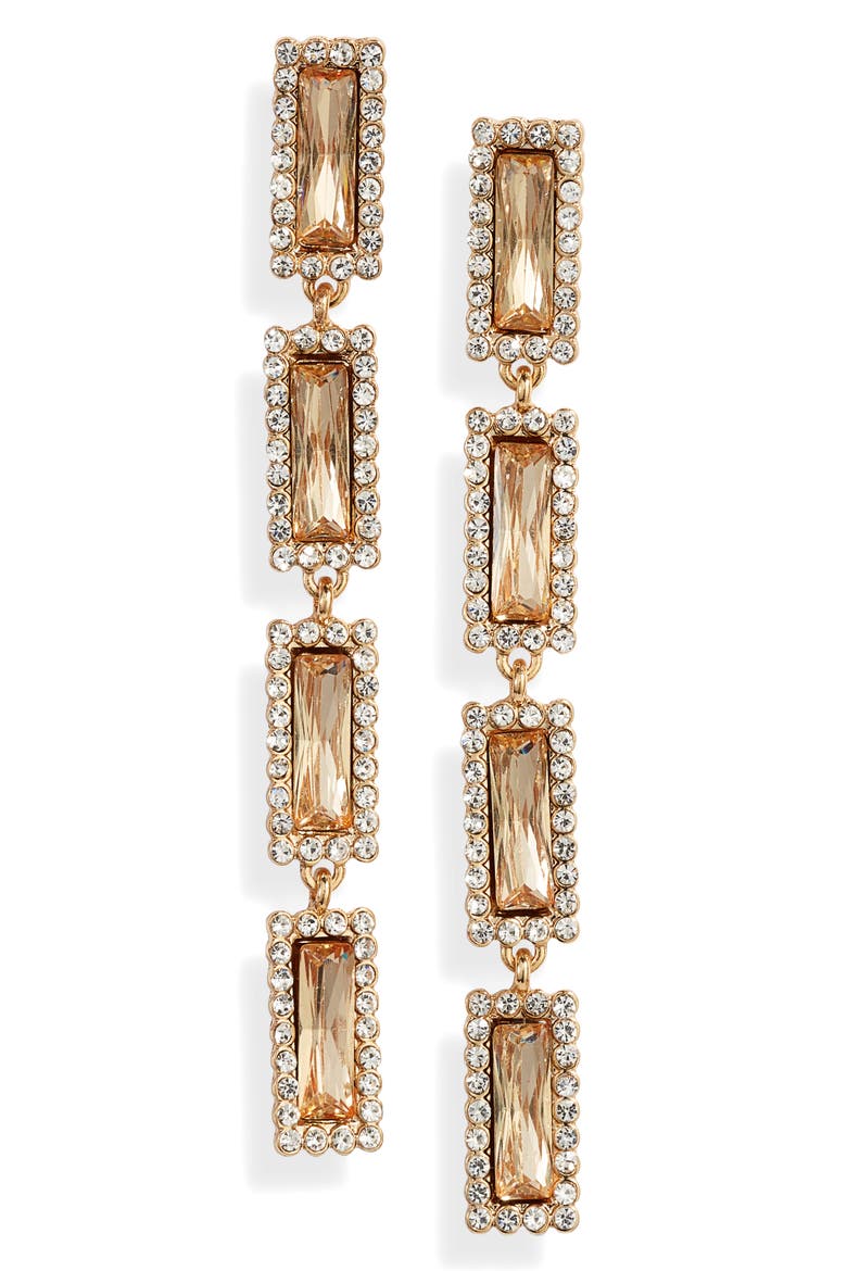 Crystal Drop Earrings, Main, color, GOLD