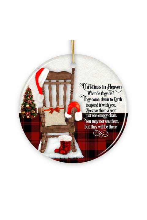 Empty Chair Christmas In Heaven Plaid Ornament