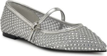 Nine West ポイントトゥ クリスタル フラット シューズ Bray Nine West Bray Pointed Toe Flat (Women) | Nordstrom