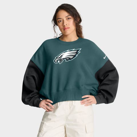 Women's Nike Midnight Green Philadelphia Eagles Oversized Color-Block Pullover Sweatshirt