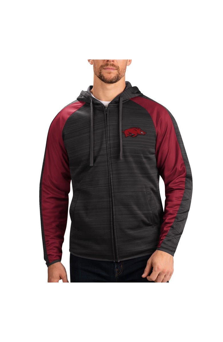 G-III SPORTS BY CARL BANKS Men's G-III Sports by Carl Banks Black Arkansas Razorbacks Neutral Zone Raglan Full-Zip Track Jacket Hoodie, Main, color, Black