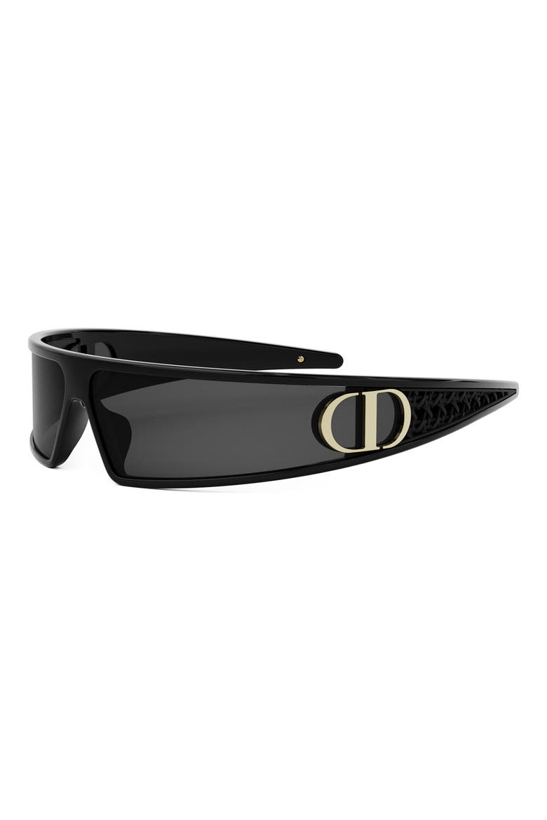 VeryDior M1U 91mm Mask Sunglasses, Alternate, color, SHINY BLACK / SMOKE