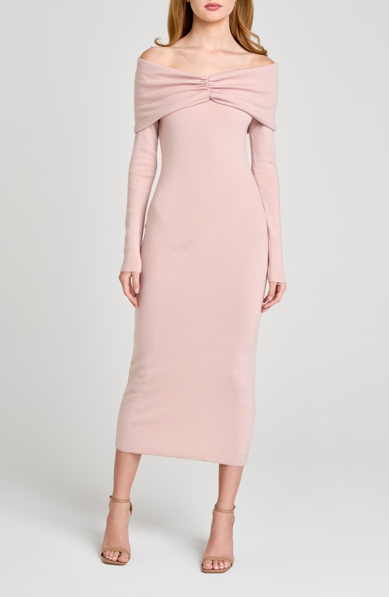 WAYF Alice Off the Shoulder Long Sleeve Knit Dress, Main, color, Blush