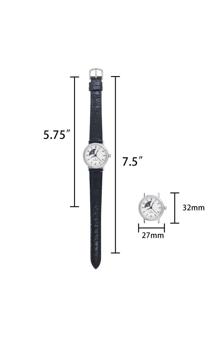 Sun-Moon Round Vintage Leather Watch- 26MM, Alternate, color, Black