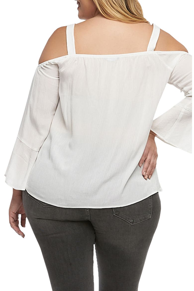 Indra Cold Shoulder Top, Alternate, color, WHITE
