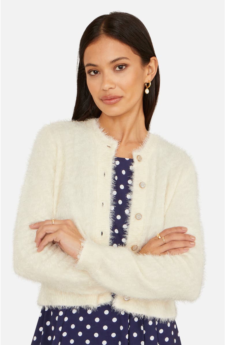 Yumi Eyelash Knit Long Sleeve Cardigan, Alternate, color, Ivory