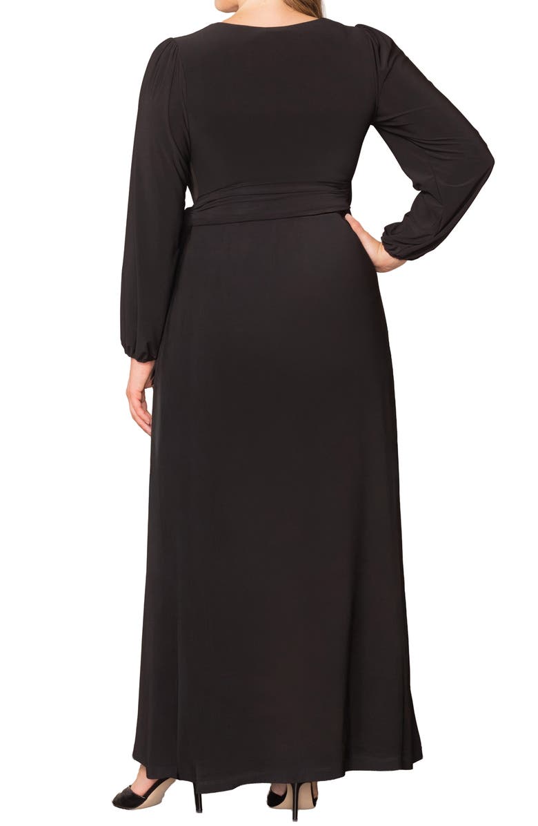 Kiyonna Modern Muse Long Sleeve Wrap Gown, Alternate, color,