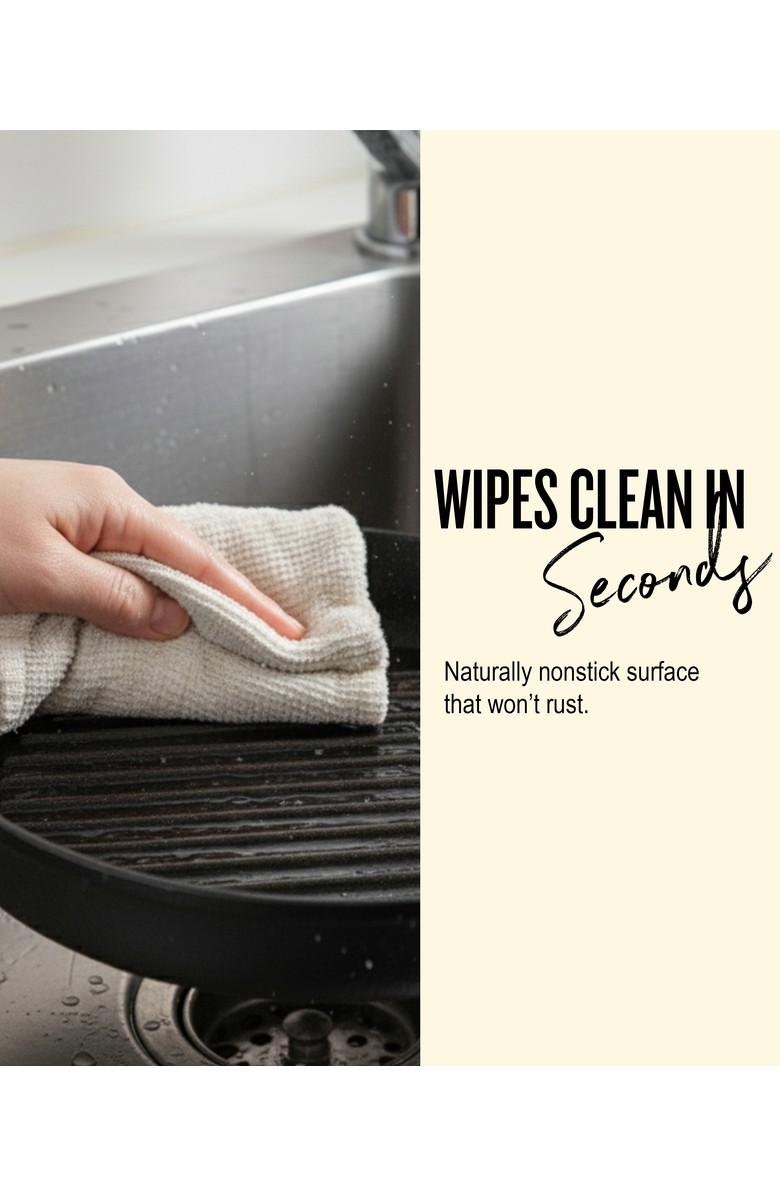 Alva Nori 11-inch Enameled Cast Iron Grill Pan, Alternate, color, Black