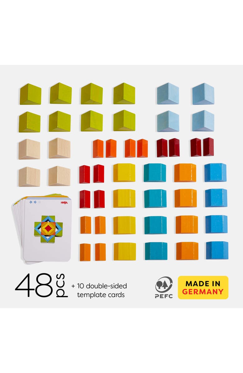 HABA Wooden Mosaic 3D Arranging Game - Colorful Building Blocks & Geometric Puzzle for Toddlers, Montessori Toys for 3+ Year Old, STEM Learning Toy, Alternate, color, Multi
