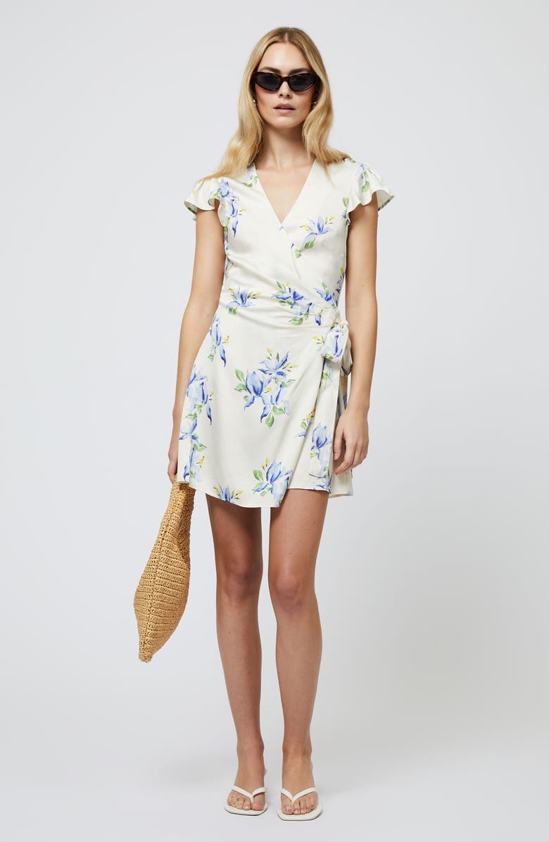 French Connection Ennis Vivian Floral Satin Wrap Minidress, Alternate, color,