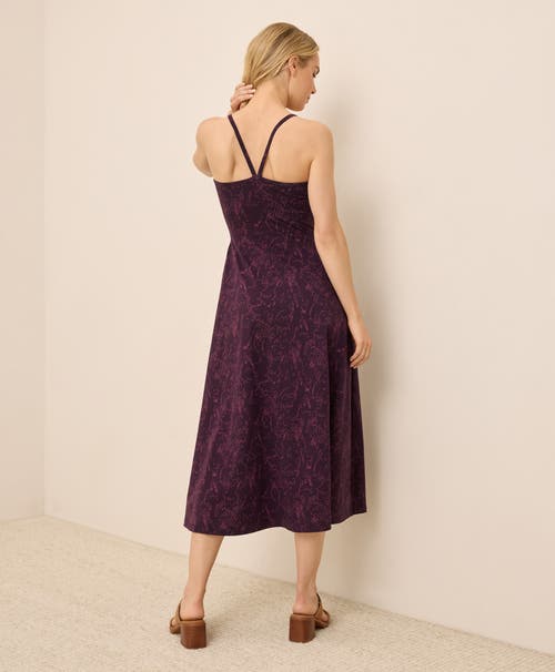 Pact Organic Cotton Fit & Flare Midi Dress In Purple