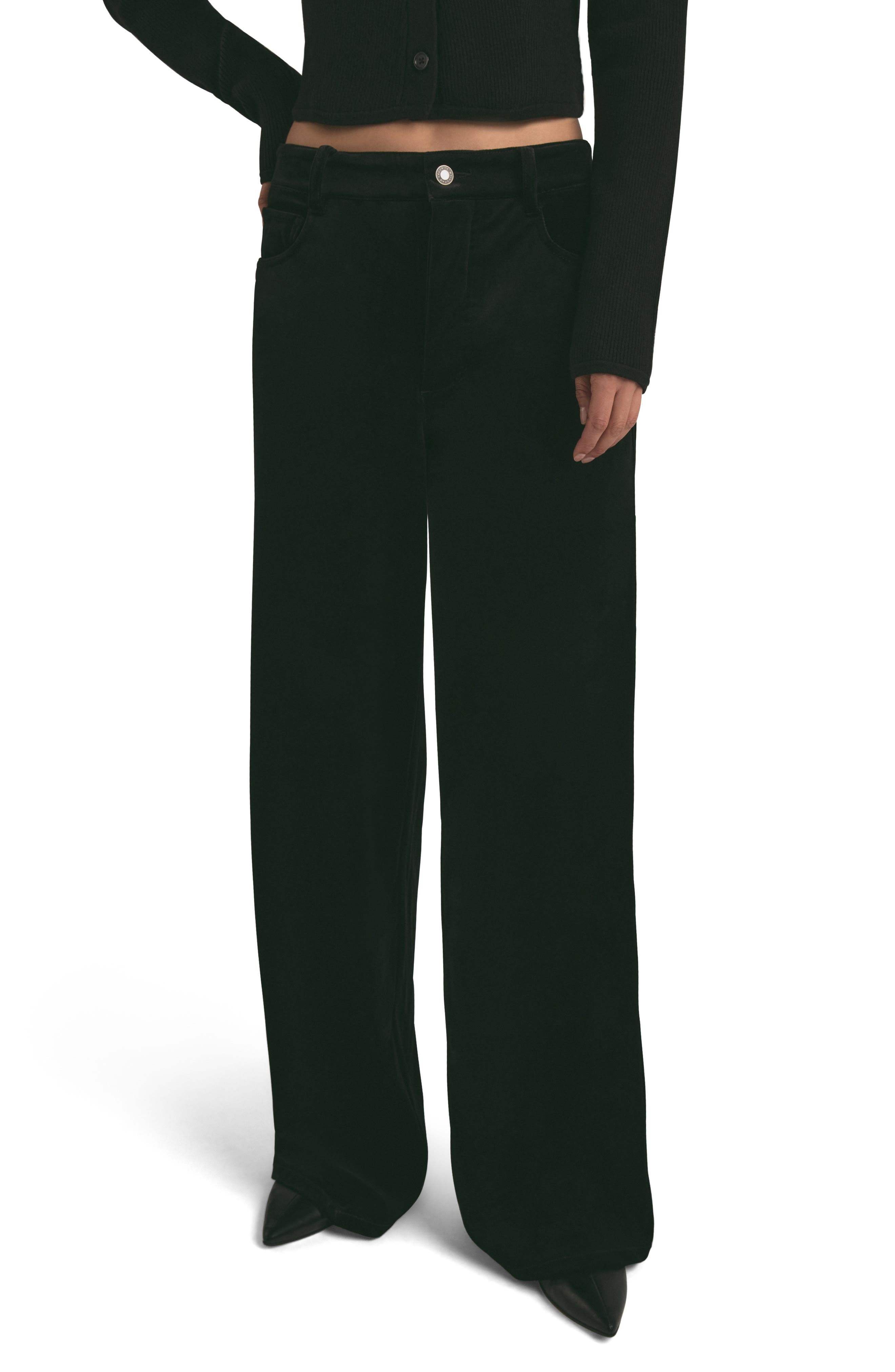 Favorite Daughter The Ollie Mid Waist Velvet Wide Leg Pants