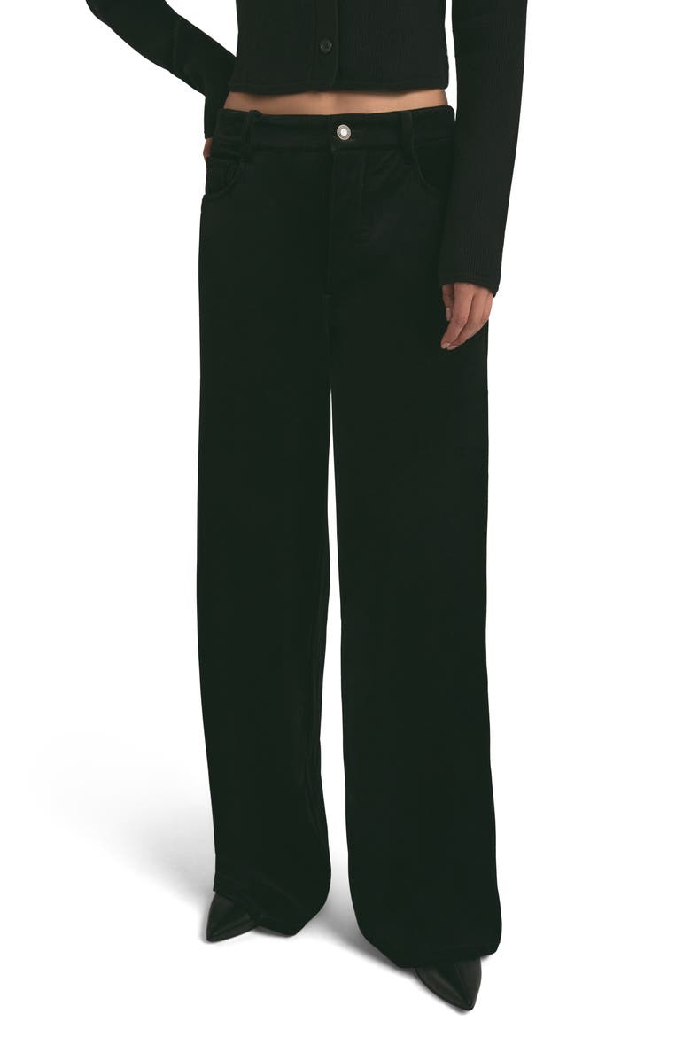 The Ollie Mid Waist Velvet Wide Leg Pants, Main, color, BLACK OUT