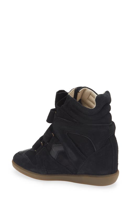 Isabel Marant Black Buckee Suede Trim Wedge Hi-top Sneakers In Black