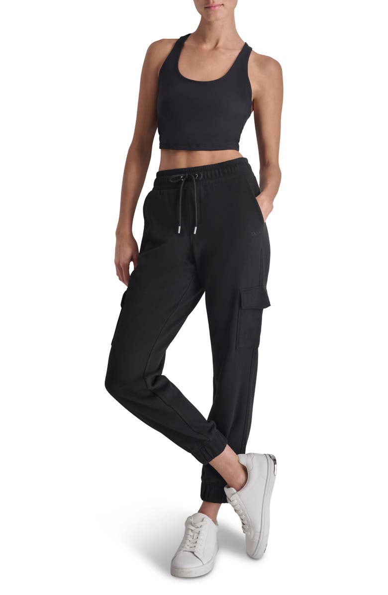 DKNY Slim Fit Embroidered Logo Fleece Cargo Joggers, Alternate, color, 
