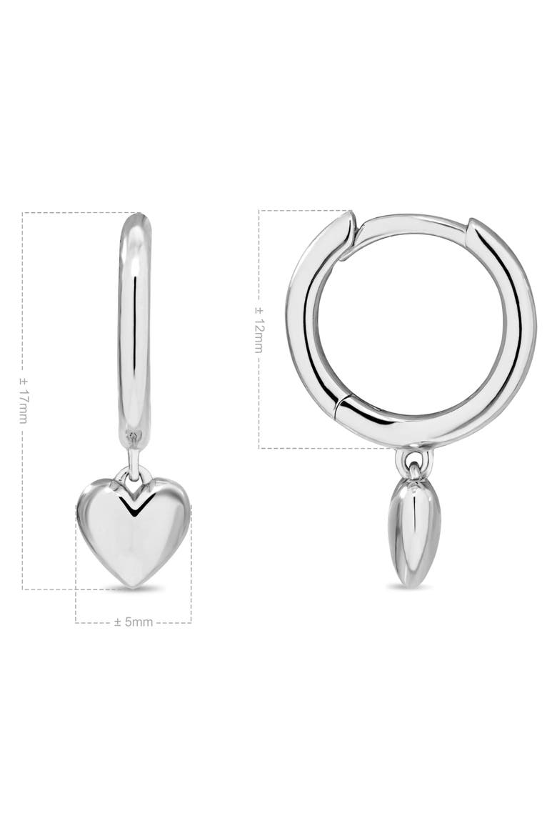 Heart Hoop Earrings in Rhodium Plated Sterling Silver, Alternate, color, Silver