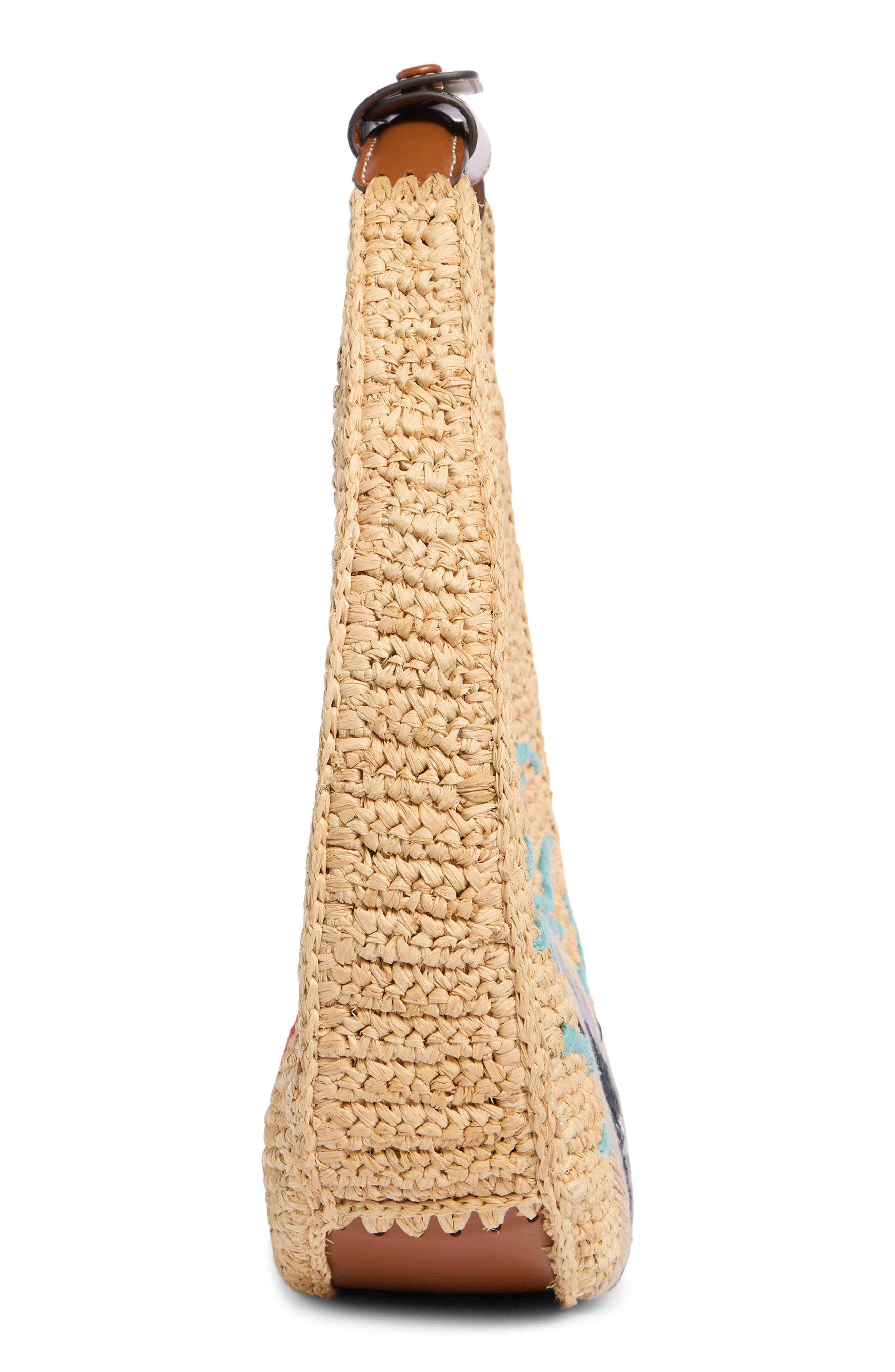 STAUD Moon Raffia Tote, Alternate, color, Great White