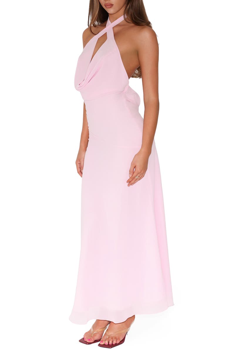 Tiger Mist Zyla Halter Neck Georgette Gown, Alternate, color, Pink
