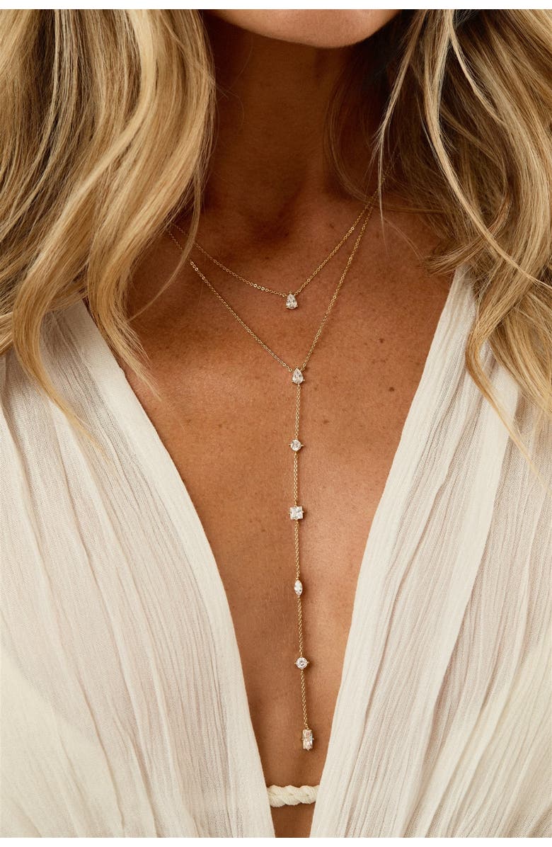 Set & Stones Layered Lariat Necklace, Alternate, color, Gold