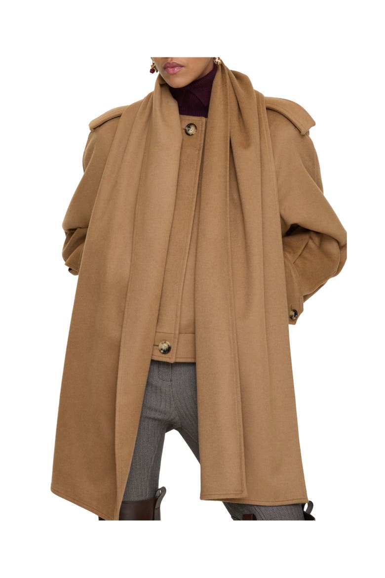 Detachable Scarf Cashmere Jacket, Alternate, color, Fawn melange