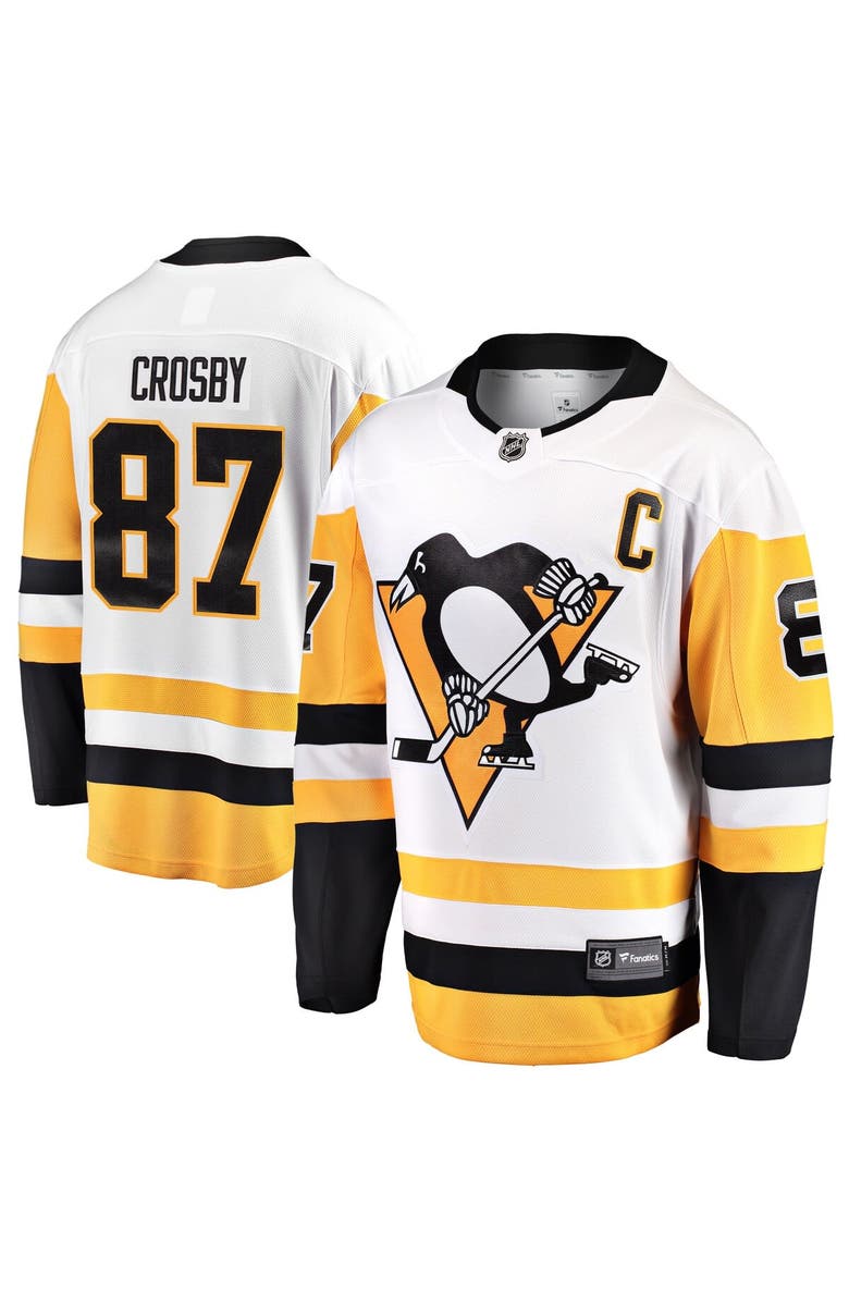 FANATICS Men's Fanatics Sidney Crosby White Pittsburgh Penguins Captain Away Premier Breakaway Player Jersey, Alternate, color,