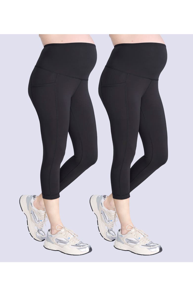 MOTHERHOOD MATERNITY High Waist Over the Belly Active Pocket Crop Legging, Main, color, Black