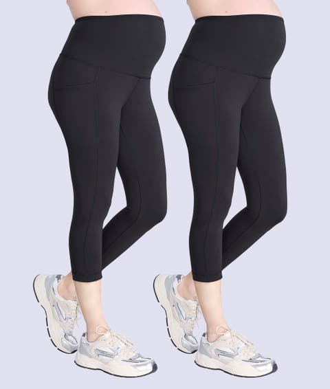 High Waist Over the Belly Active Pocket Crop Legging