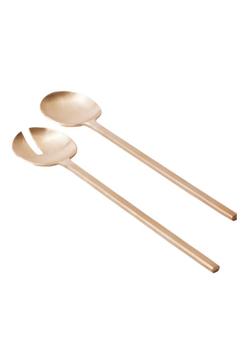 Fleck Loop Salad Servers, Alternate, color, Bronze
