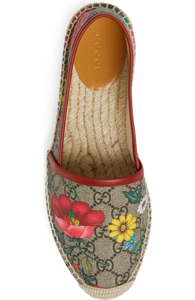 Gucci Pilar Floral GG Supreme Espadrille Flat, Alternate, color,