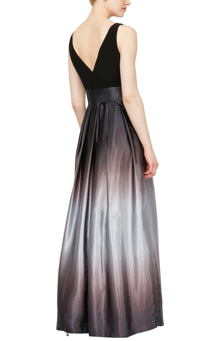 SLNY Ombrè Satin Woven Gown, Alternate, color, Bks