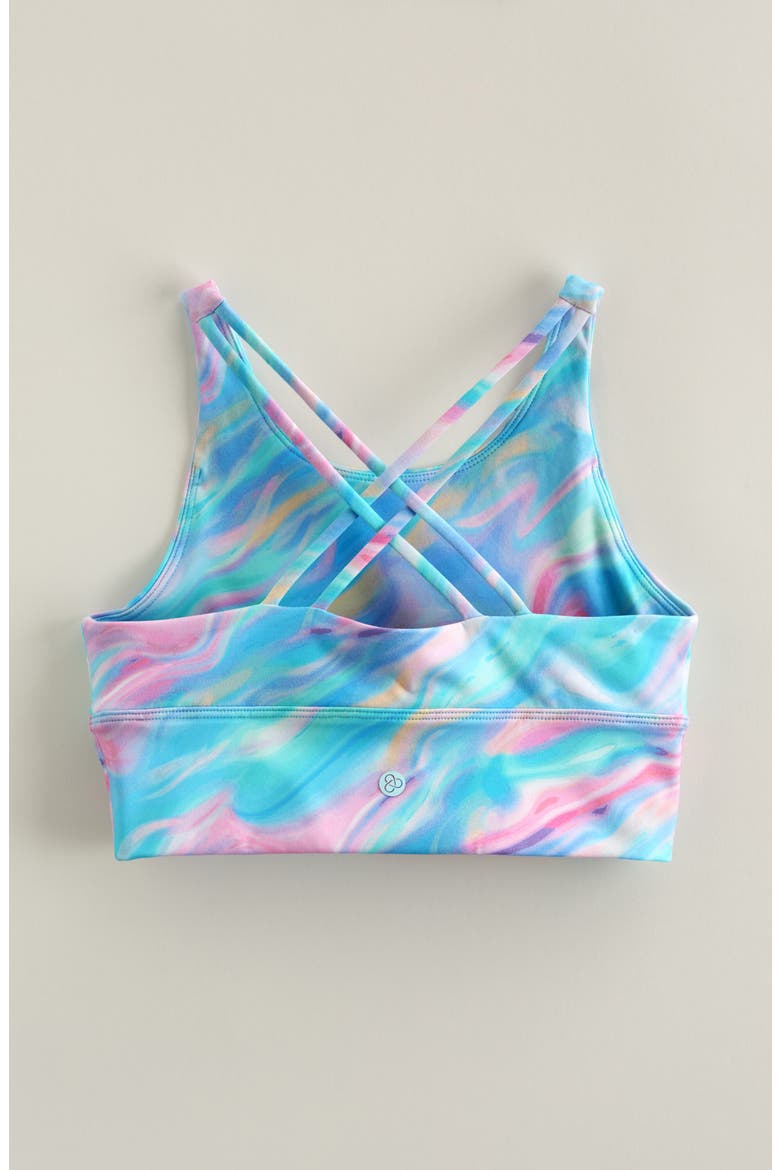 Kids' Strappy Seamless Bra, Alternate, color, TEAL TINT MOODY WAVES PRINT