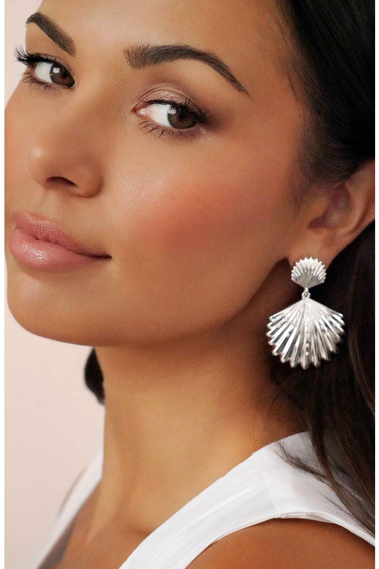 Sun Drenched Shell Drop Earrings, Alternate, color, SILVER