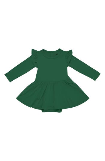 Kyte Baby Forest Twirl Long Sleeve Skirted Bodysuit In Green