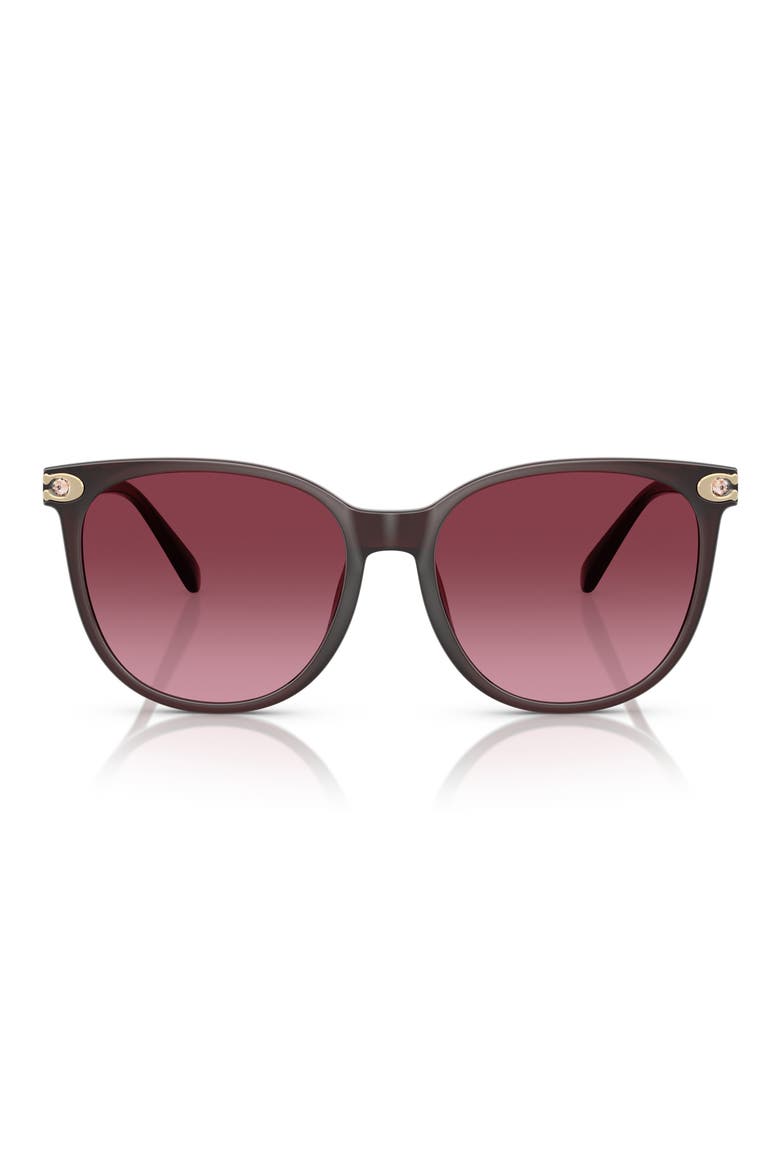 57mm Gradient Round Sunglasses, Main, color, MILKY MERLOT / MERLOT GRADIENT