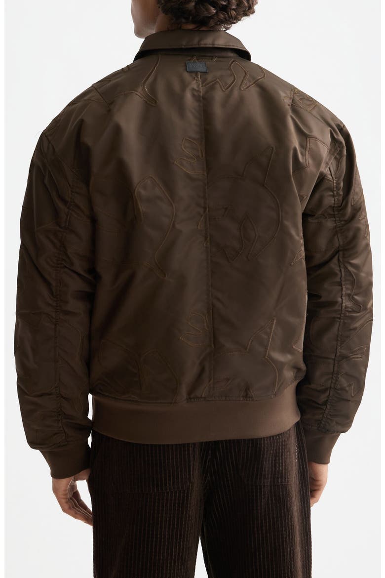Appliqué Aviator Bomber Jacket, Alternate, color, DEMITASSE