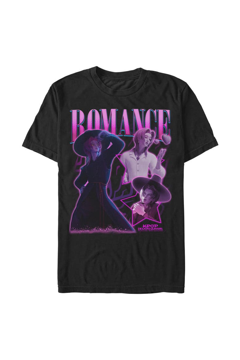 Men's KPop Demon Hunters Romance Saja Collage  Graphic T-Shirt, Main, color, Black