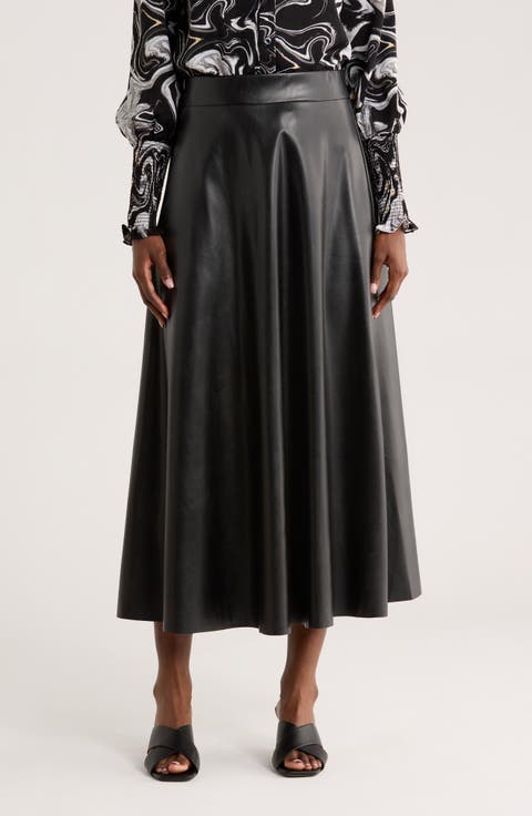 Faux Leather Midi Skirt
