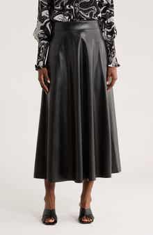 PATRIZIA LUCA Faux Leather Midi Skirt
